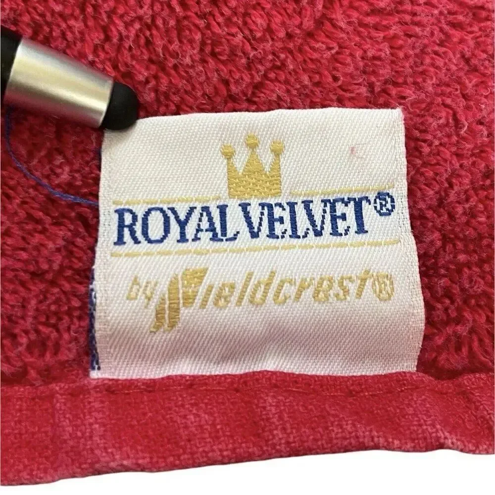 Vintage 1980s Royal Velvet Fieldcrest Red Cotton Bath Towels Set 2 USA 48 x 27