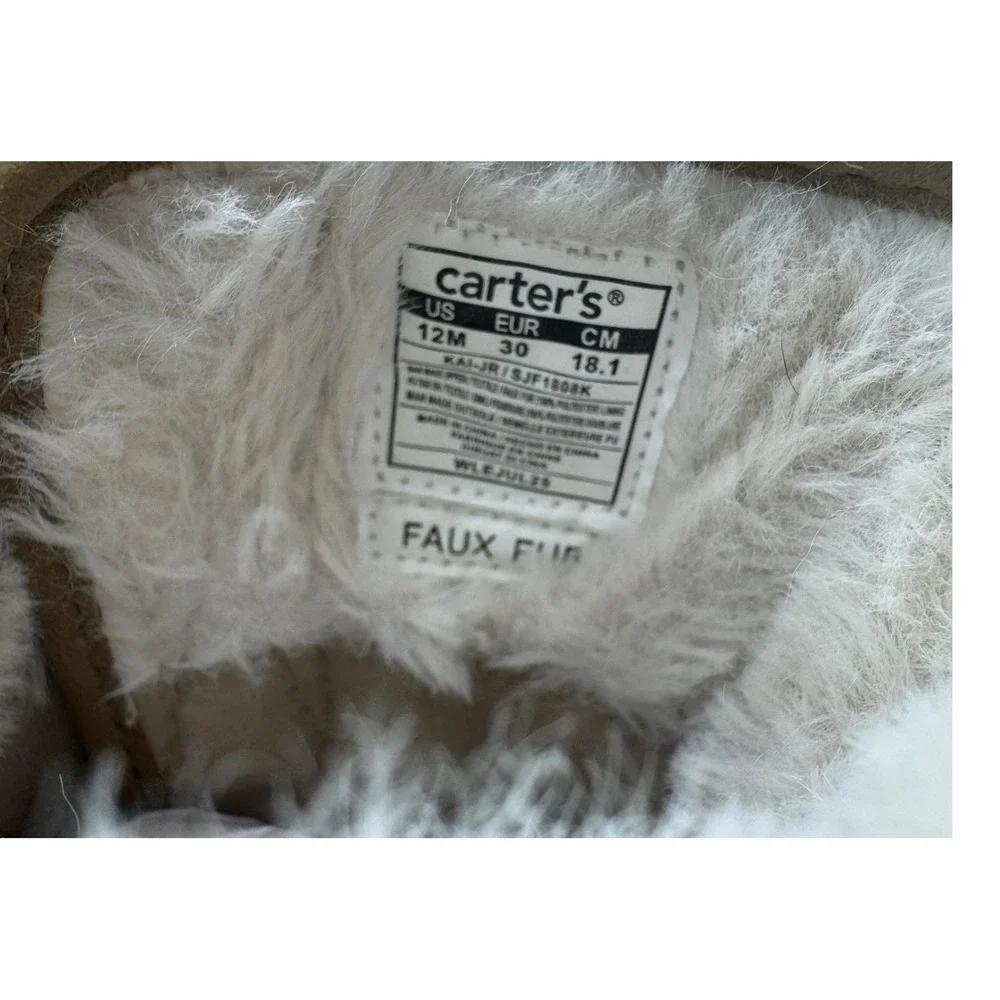 Carter's Girls Tan Faux Fur Lined Winter Boots Size 12 Toddler