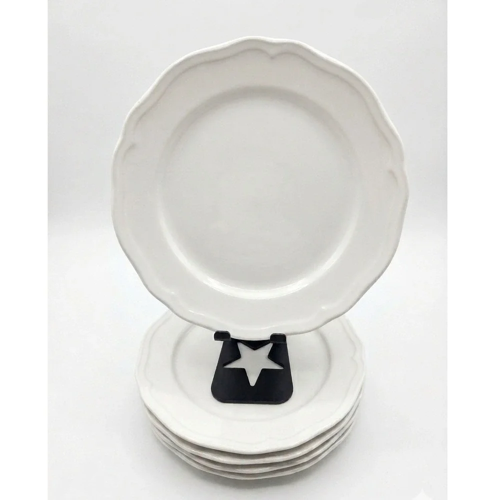 IKEA Arv‎ White Stoneware Scalloped Side Plates Set of 5 Turkey 17208 8 Inch