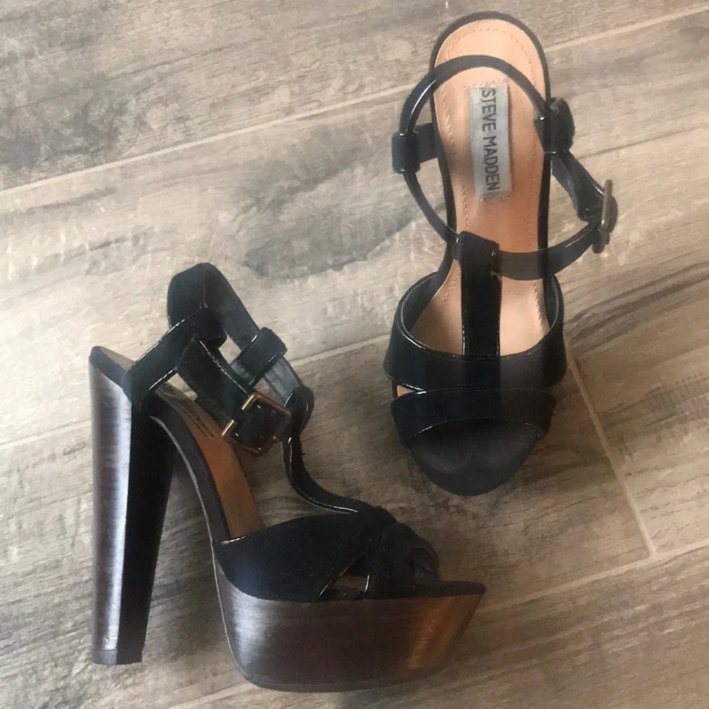 Steve Madden Black Platform High Heel Sandals