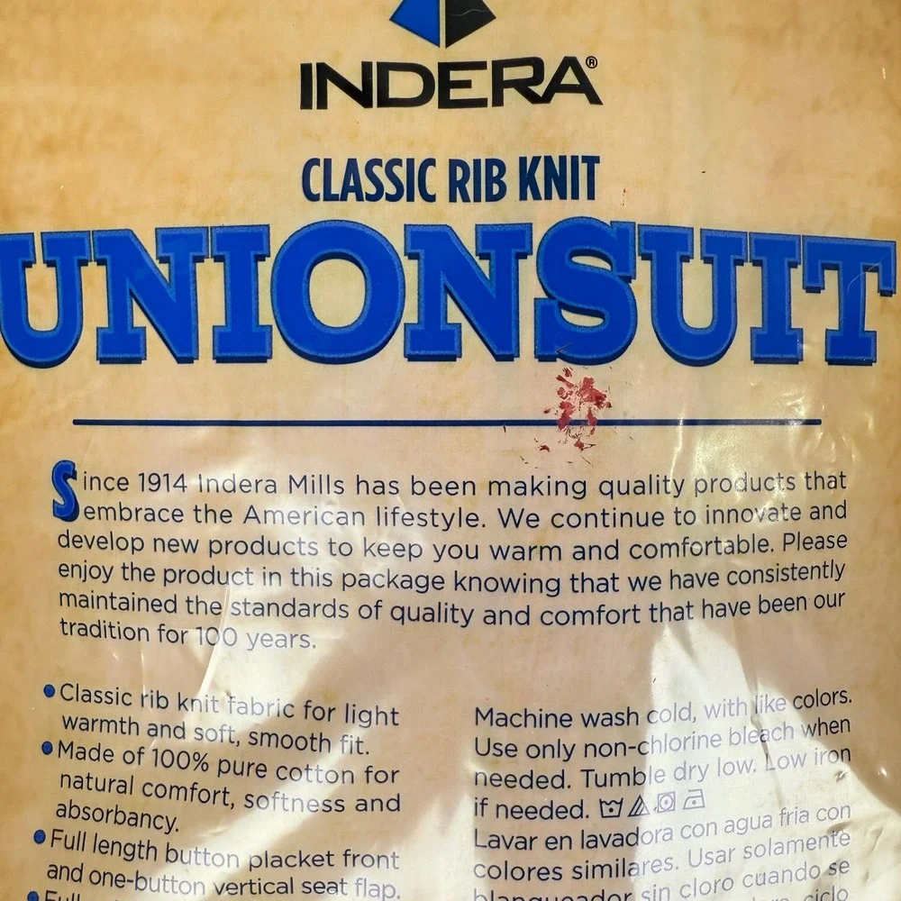 Indera Union Suit Mens XL Red New Cotton Rib Knit Thermal Long John cold to very