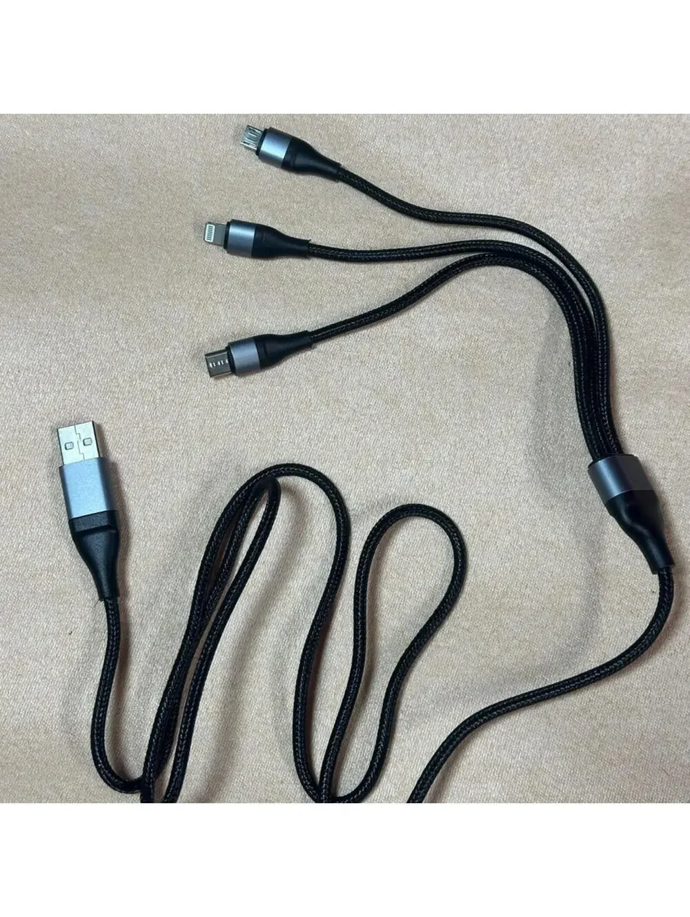 3-in-1 Multi Charging Cable USB-C Micro USB Black Brand New