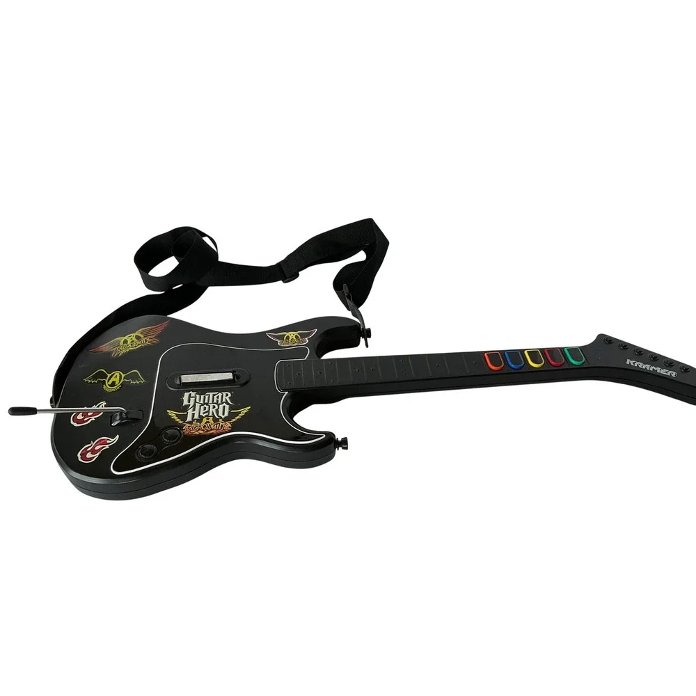 Kramer Guitar Hero Aerosmith As-is Wireless‎ PS2 Black Striker Gaming Guitar