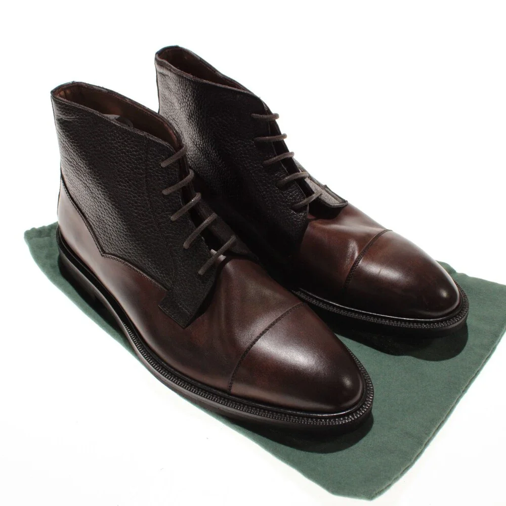 Pastori NWD Lace Up Chukka Boots Size 9 US in Brown Leather Made in Italy