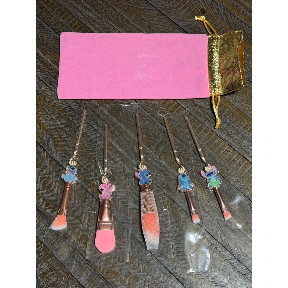 Unbranded Makeup Brush Set Kids OS Rose Gold New Stitch Angel 5pc Pouch