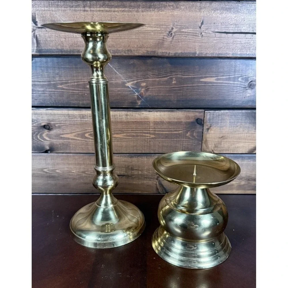 Pair Of Vintage Brass Classic Candlestick Holders, 11