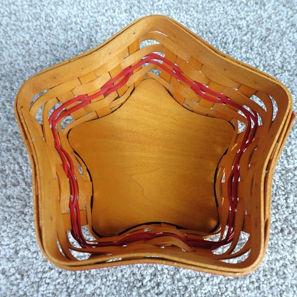 Longaberger 2001 Little Star Basket Red Accent Handwoven Wood Collectible‎ Ohio