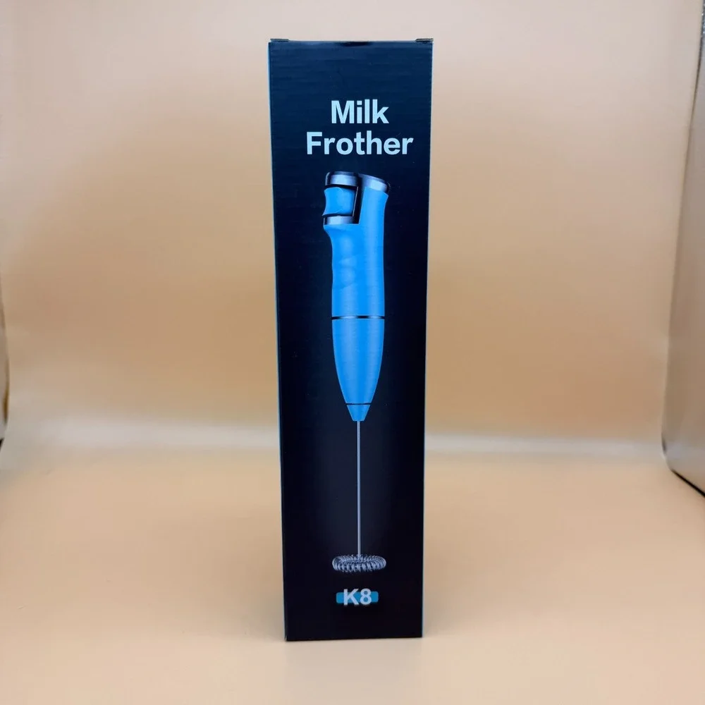 Vewaci K8 Milk Frother Handheld Blue USB-C Rechargeable Electric Milk Foamer for