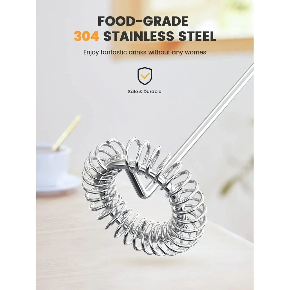Vewaci K8 Milk Frother Handheld Blue USB-C Rechargeable Electric Milk Foamer for