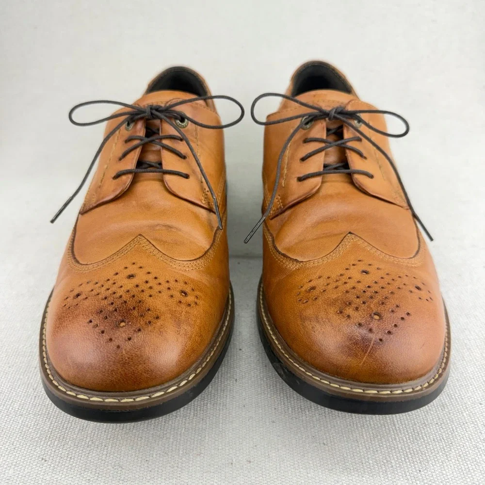 Rockport Essential Details Wingtip Oxford Tan Leather Mens Shoes V81649 Size 9 M