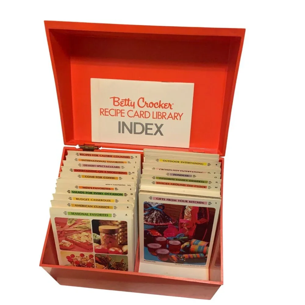 Vintage 70s Betty Crocker Recipe Card‎ Library Red Box Index Cards Set Retro