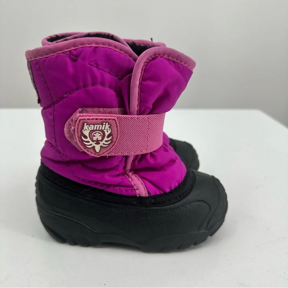 Kamik Pink Black Kids Winter Snow Boots Girls Baby 6
