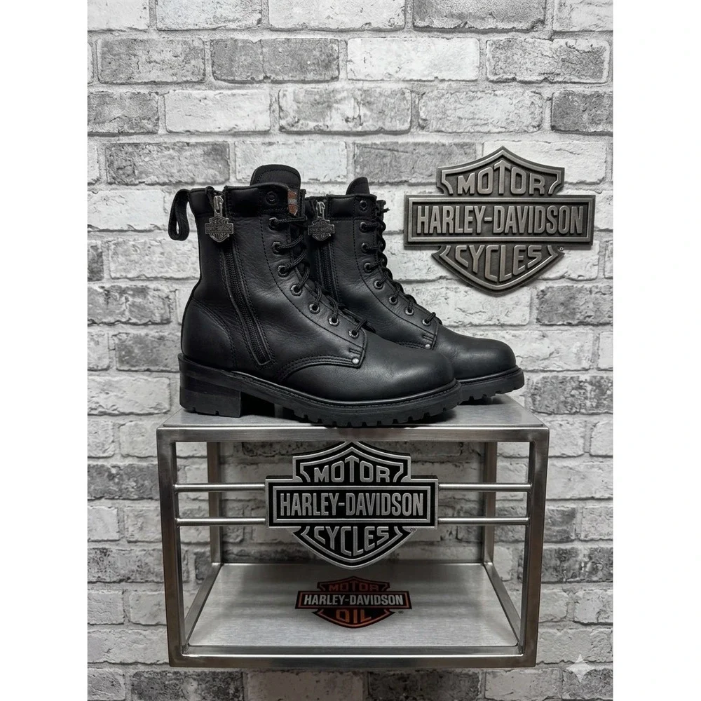 Harley Davidson Y2K ☠️Leather‎ Boots Mens 8.5 Womens 10 Biker Grunge Punk Moto