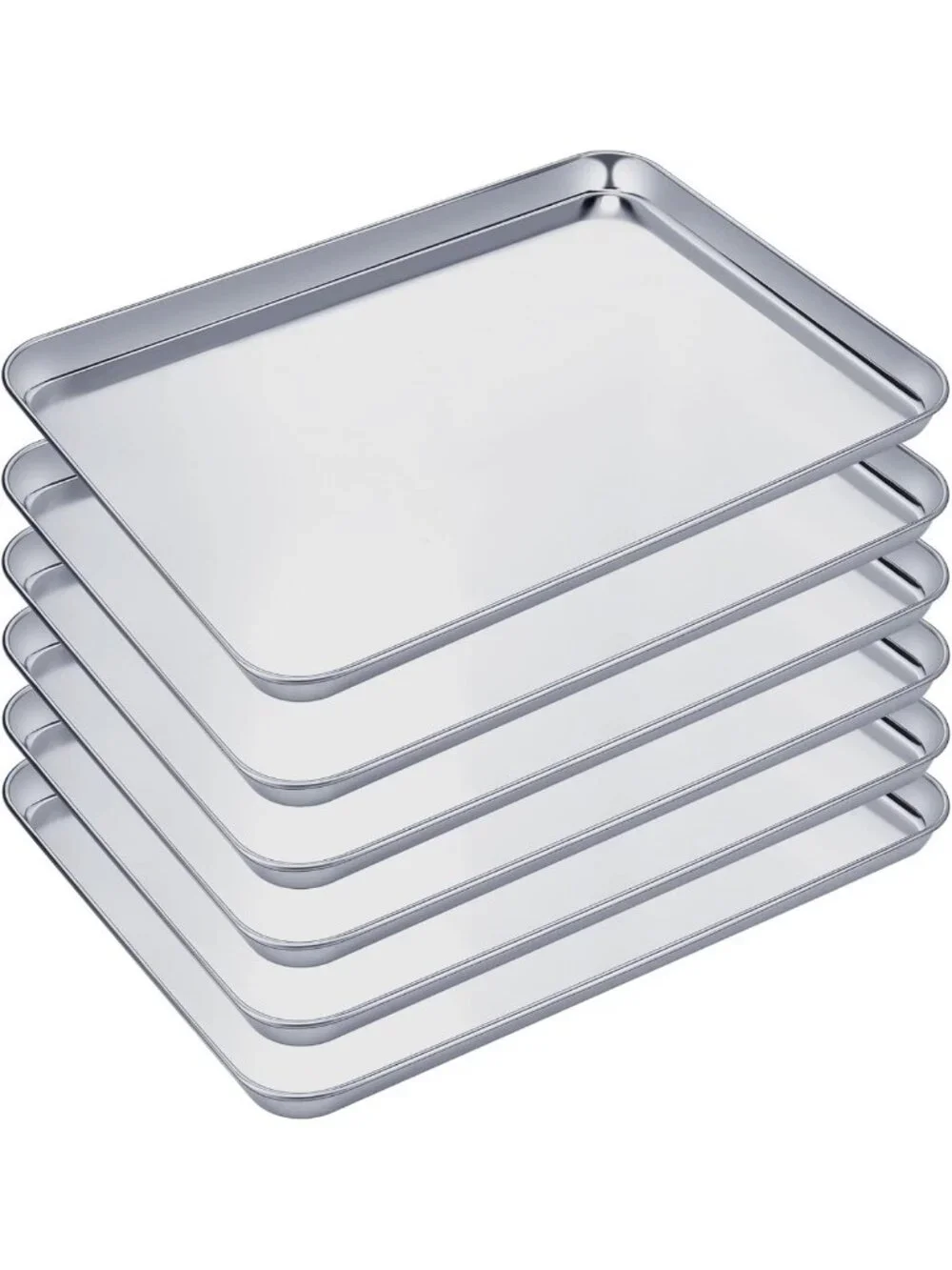 6-Piece Stainless Steel Baking Sheet Set - Durable Cookie Pans, 18x13x1 Inch