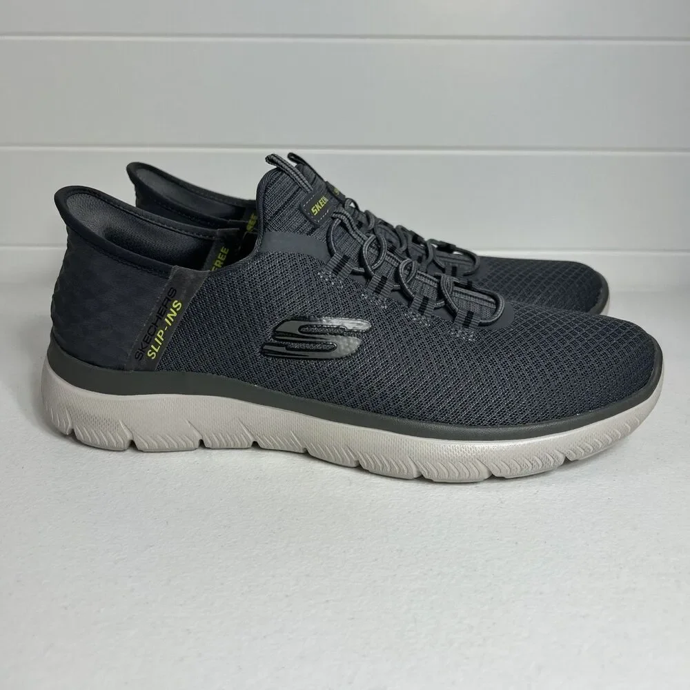 Skechers Men’s Slip ins Shoes Size 8 Charcoal Gray Comfort Memory Foam Flaw