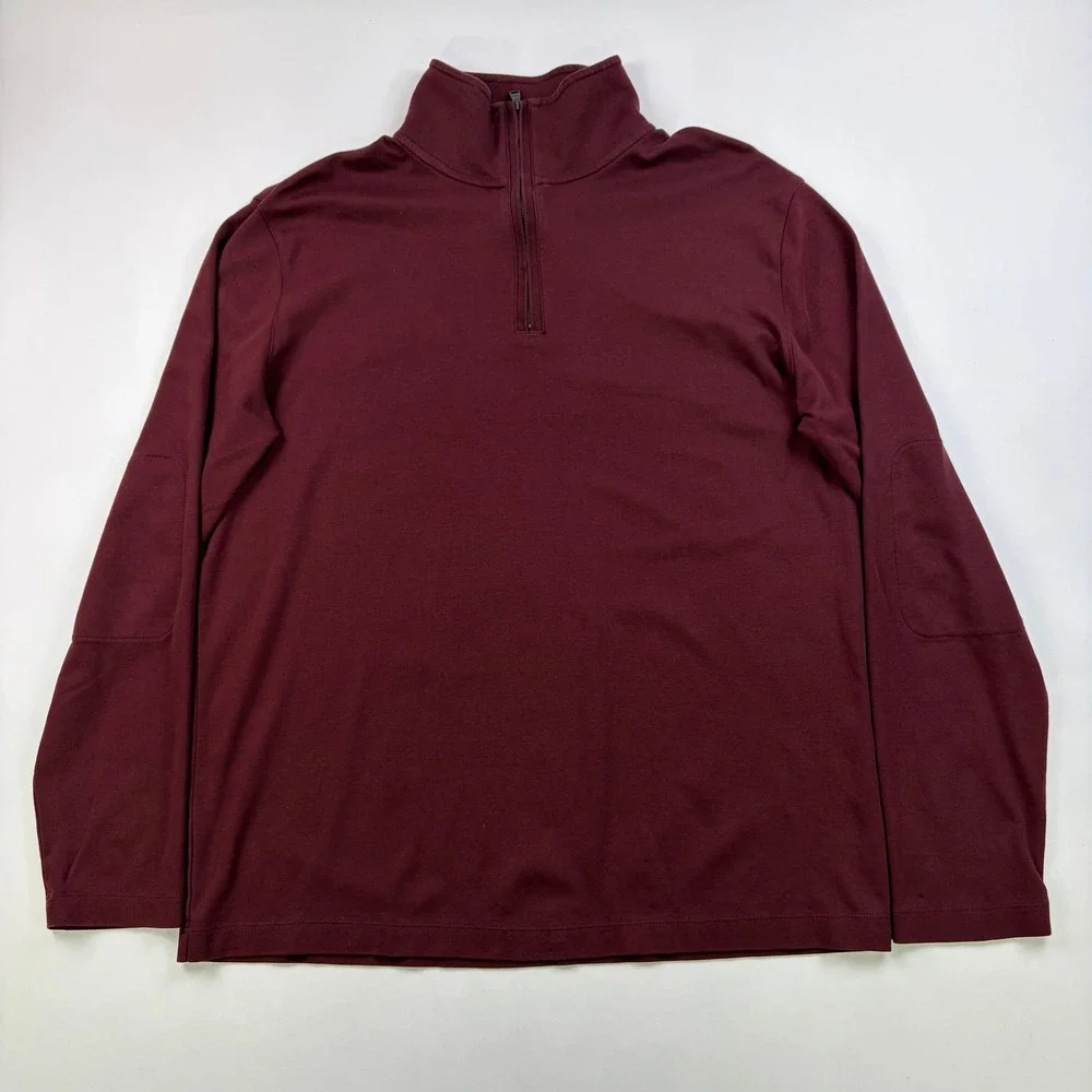 Banana Republic Luxury Touch Performance 1/4 Zip Pullover Mens L Burgundy Cotton