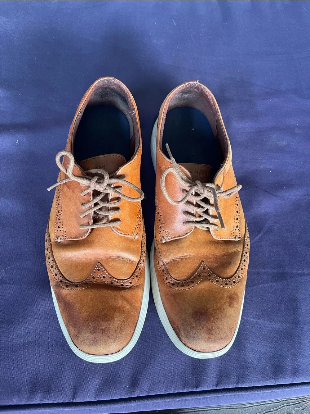 Cole Haan Mens Grand OS Wingtip Oxford British Tan‎ Leather Dress Sneakers