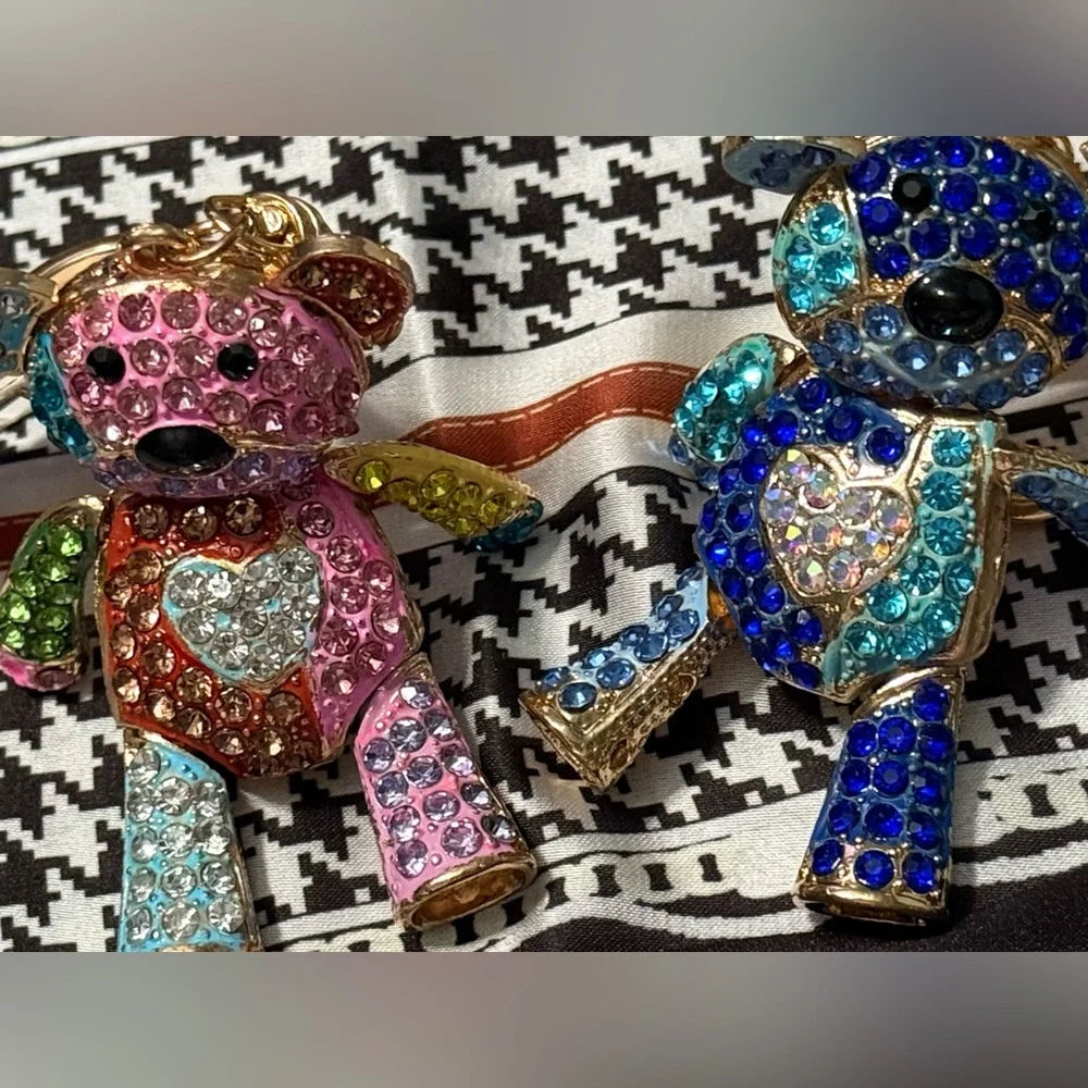 Colorful Crystal Bear Keychain NWT