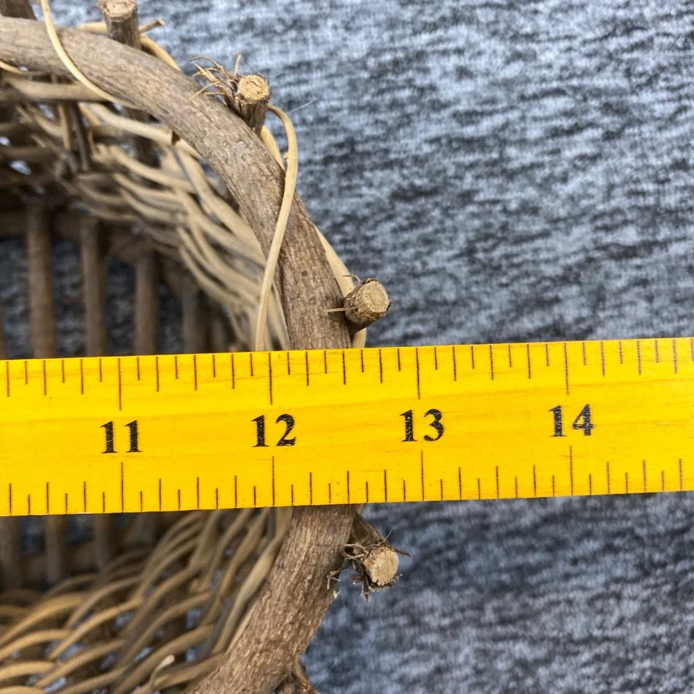 Old Rustic Twig Woven Basket Natural Vine Handle Folk Art Country Decor