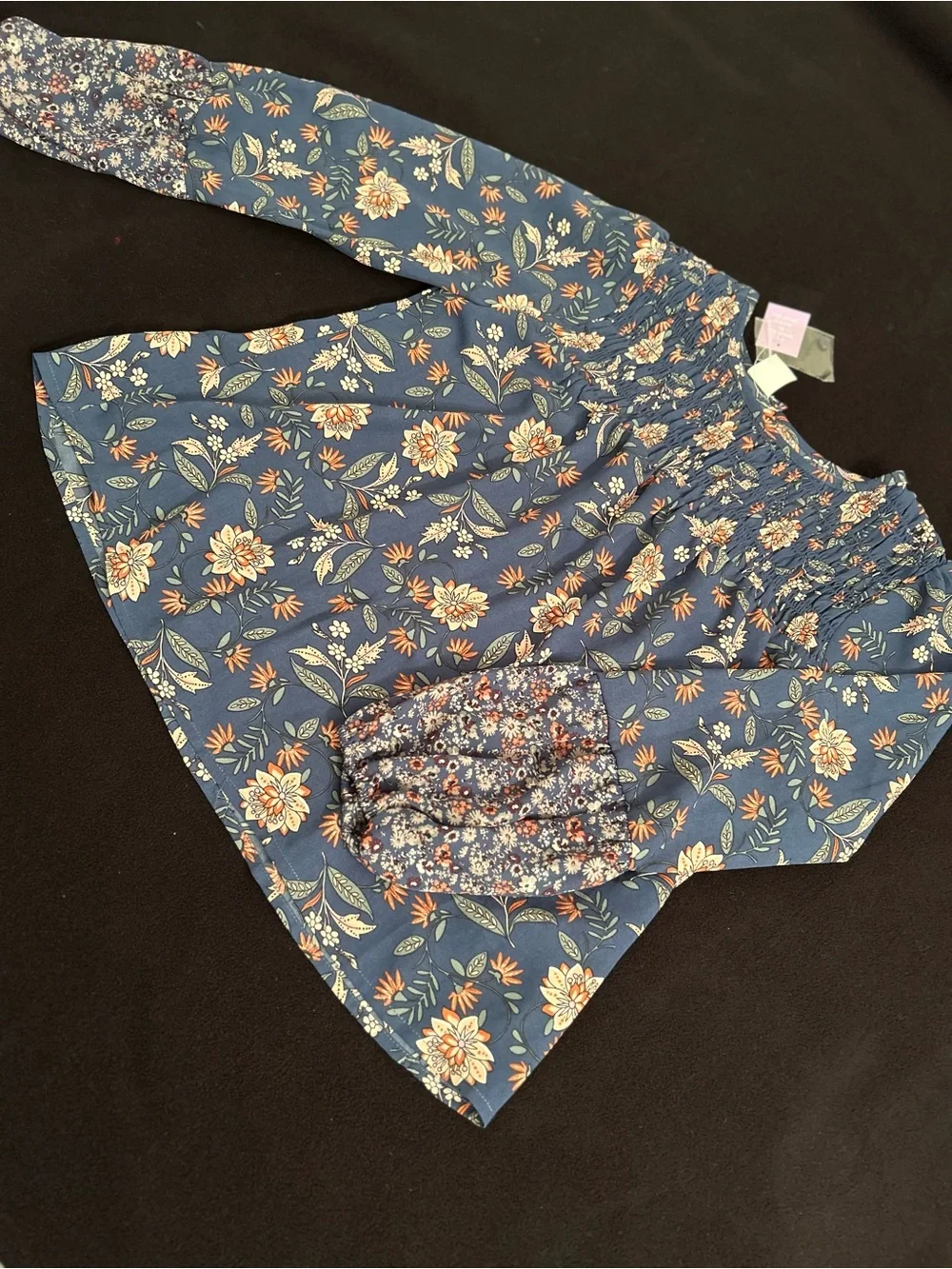 Old Navy Navy Blue Floral Smocked girls top