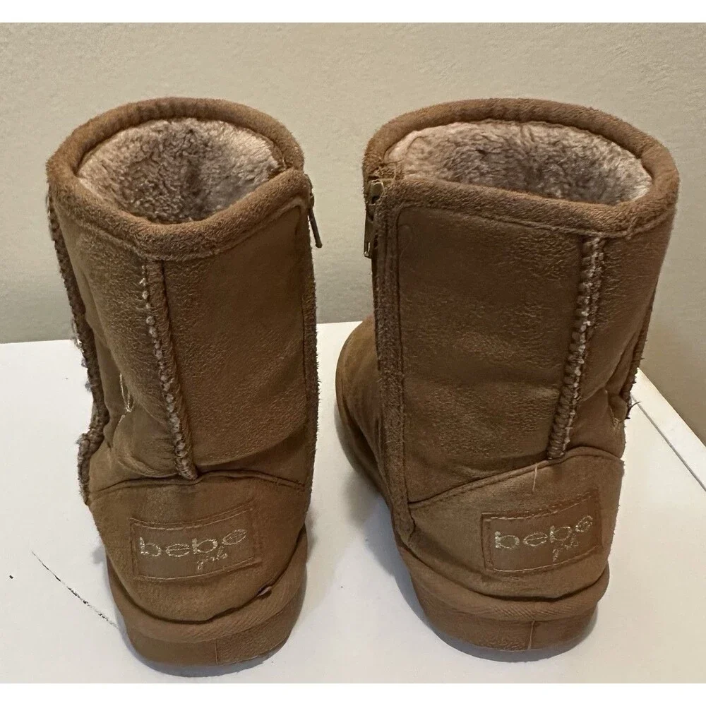 Bebe Girls Faux Fur Lined Brown Winter Toddler Girl Boots Sz 7 Needs New Insoles