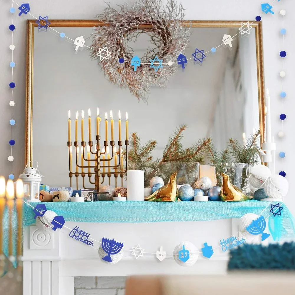 3 Pieces Hannukah‎ Banners Chanukah Decoration Banner Happy Hanukkah Garland