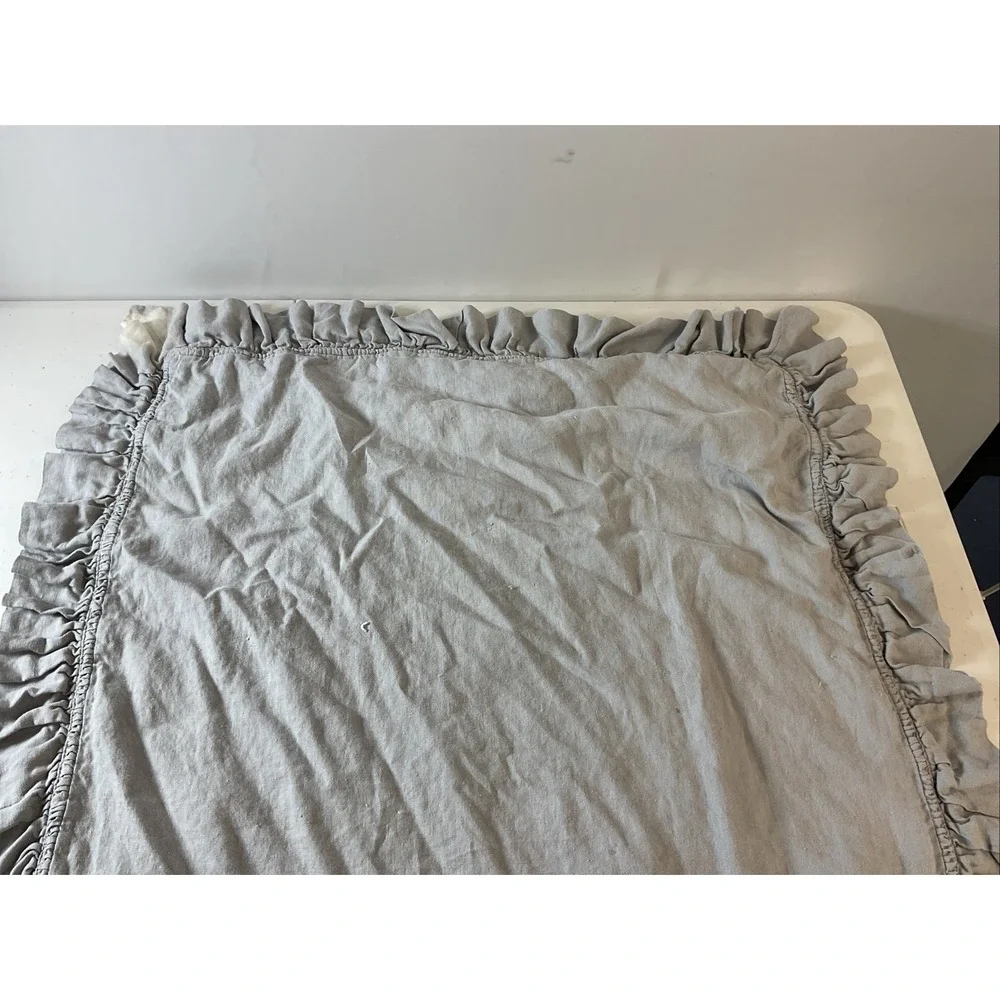 Pottery Barn 100% Linen Ruffle Pillow Cover Case‎ 26x26 Gray