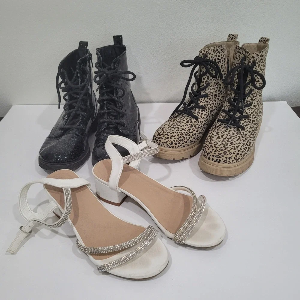 Girls Shoe Bundle‎ Wonder Nation Glitter Boots Leopard Boots Rhinestone Sandals