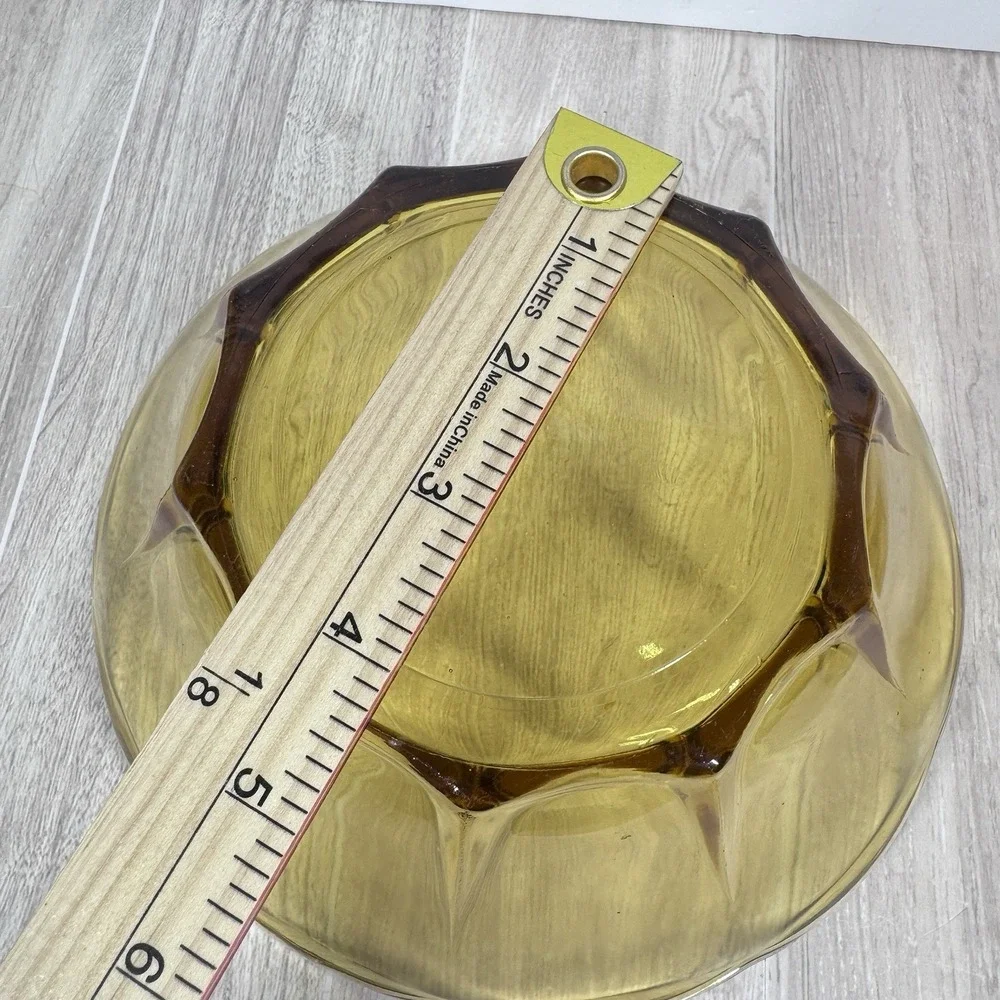 Vintage Amber Glass Serving Bowl Set Retro Scalloped‎ Dessert Fruit Bowls