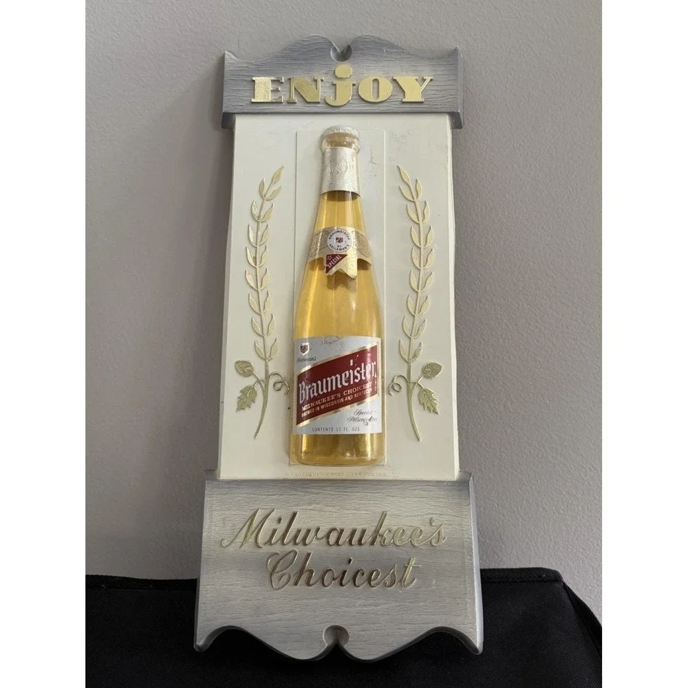 Vintage‎ Braumeister Beer 3D Molded Plastic Sign Milwaukee's Choicest Breweriana