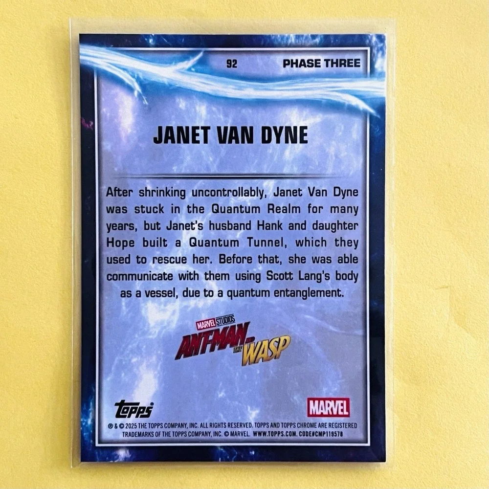 2025 Topps Chrome Marvel Studios - Janet Van Dyne #92 Sky Blue Raywave Refractor