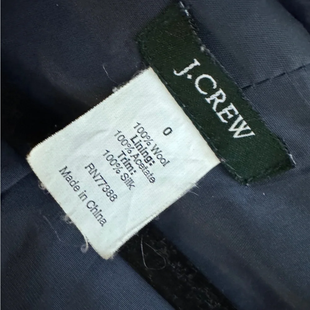 J.Crew Navy Ruffle Blazer Size 0 Feminine Statement Career Jacket Preppy Chic