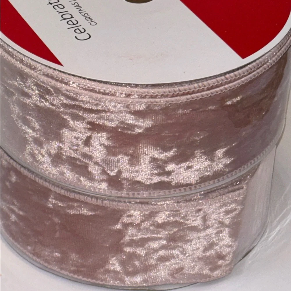 Rose Gold Velvet Ribbon 2.5 Inch Velvet Wired Ribbon Rose Gold Ribbon Set of TWO