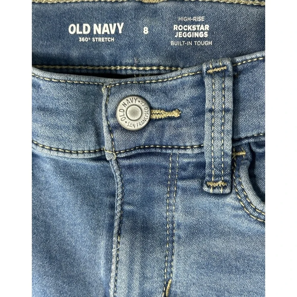 Old‎ Navy Rockstar Jeggings Girls Size 8 High Rise Stretch Blue Built In Tough