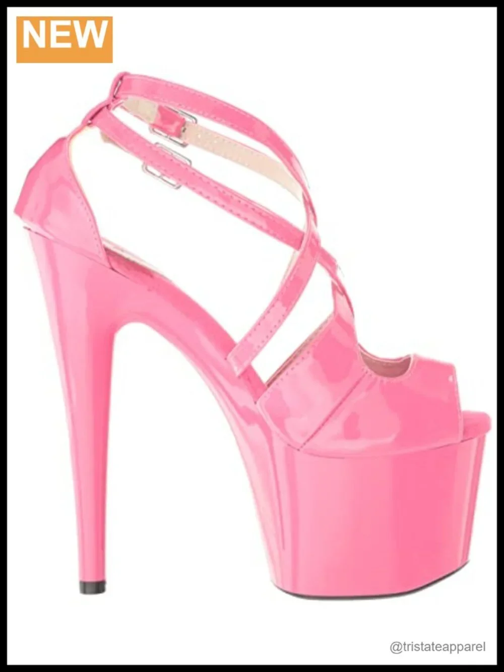 Strappy Platform Stiletto Sandal Faux Leather Ankle Strap Open Toe