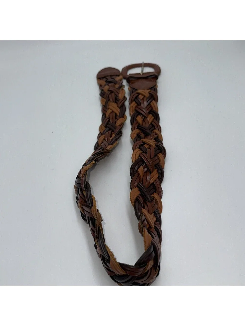 Forenza 3 Tone Brown Beige Tan Braided Leather Belt 2
