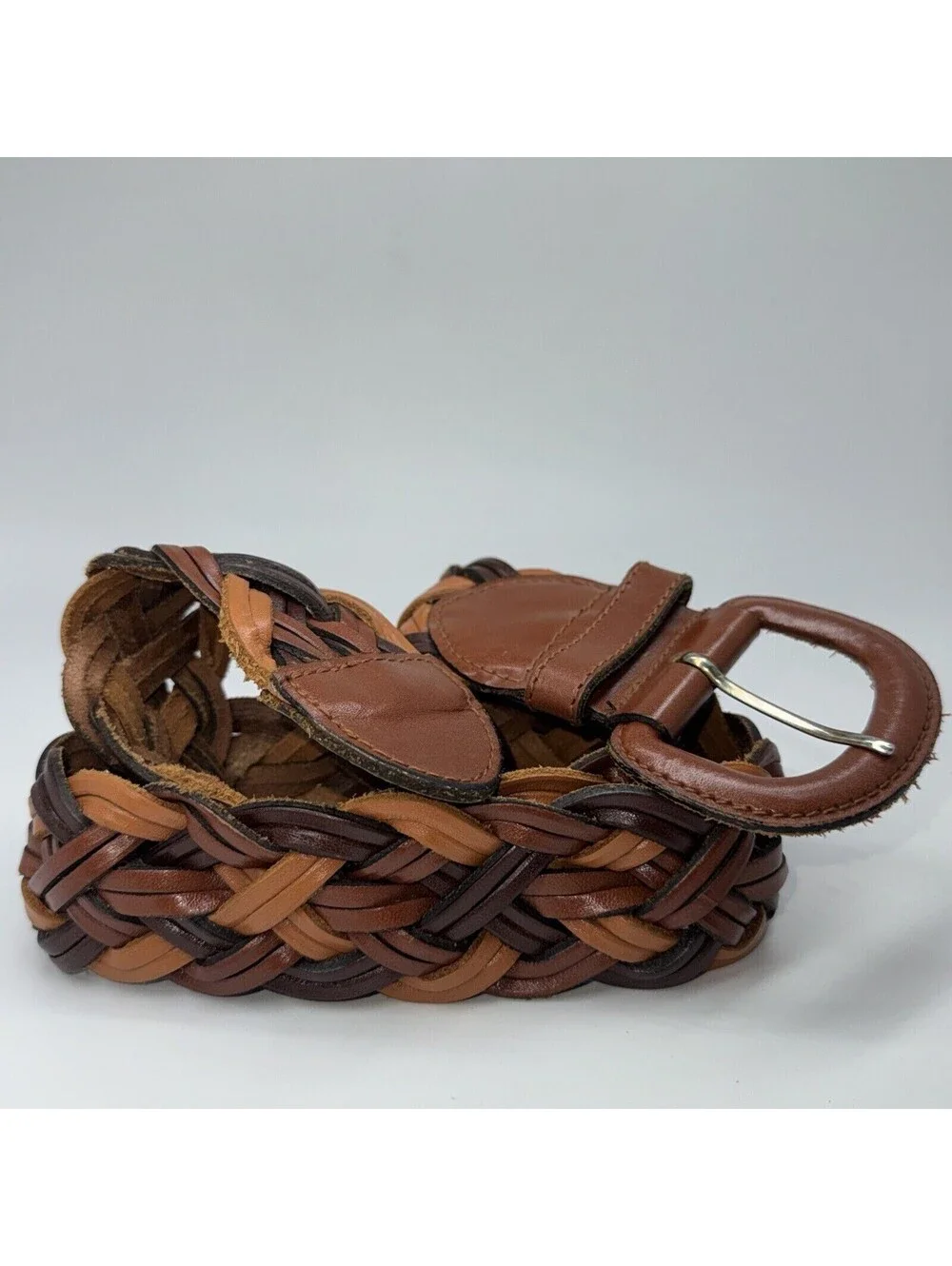 Forenza 3 Tone Brown Beige Tan Braided Leather Belt 2
