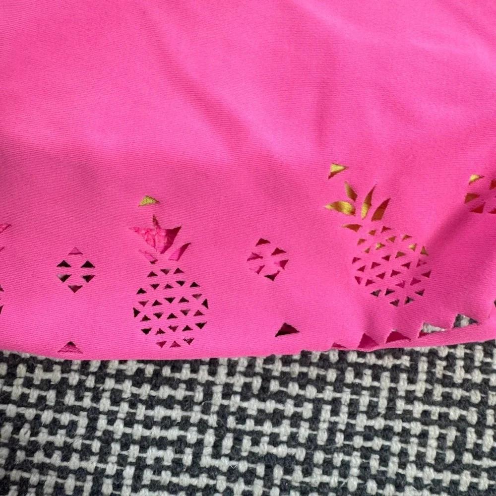 Girls Youth Pink Neon Green Pineapple Laser Cut Flounce Bikini Top Strappy Back