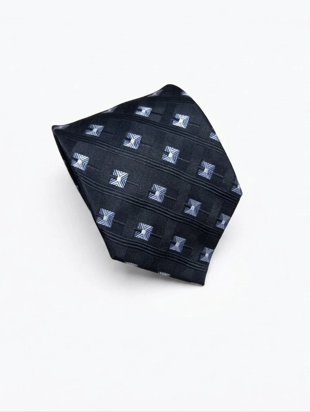 J.S. Blank & Co Mens Black Geometric Silk Tie 59in Long 4in Width Classic