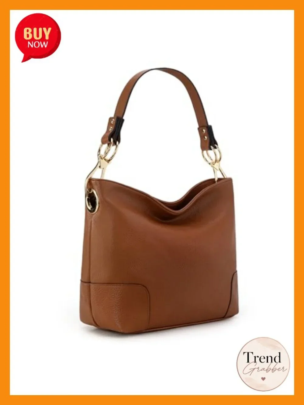 Faux Leather Hobo Shoulder Bag Slouchy Top Handle Satchel Purse