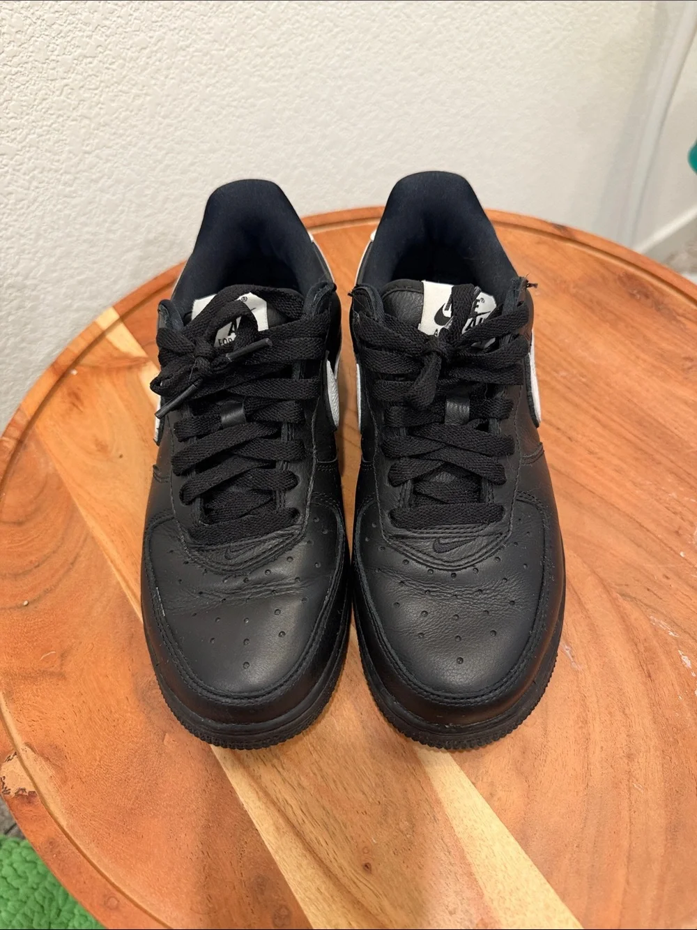 Nike Air Force 1 Kids Black and White Low-Top Sneakers