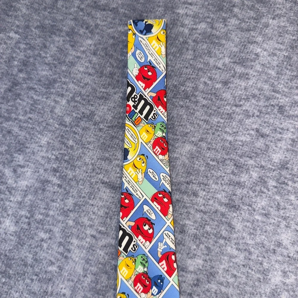 M&M Mens Tie World Comic Strip Character Red Yellow Blue Novelty Necktie
