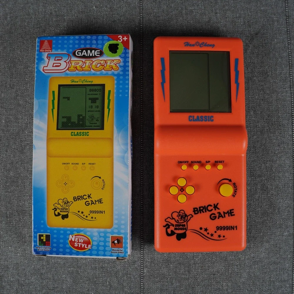 Retro Brick Video Game 9999 in 1 Handheld Tetris Style‎ Orange Toy With Box