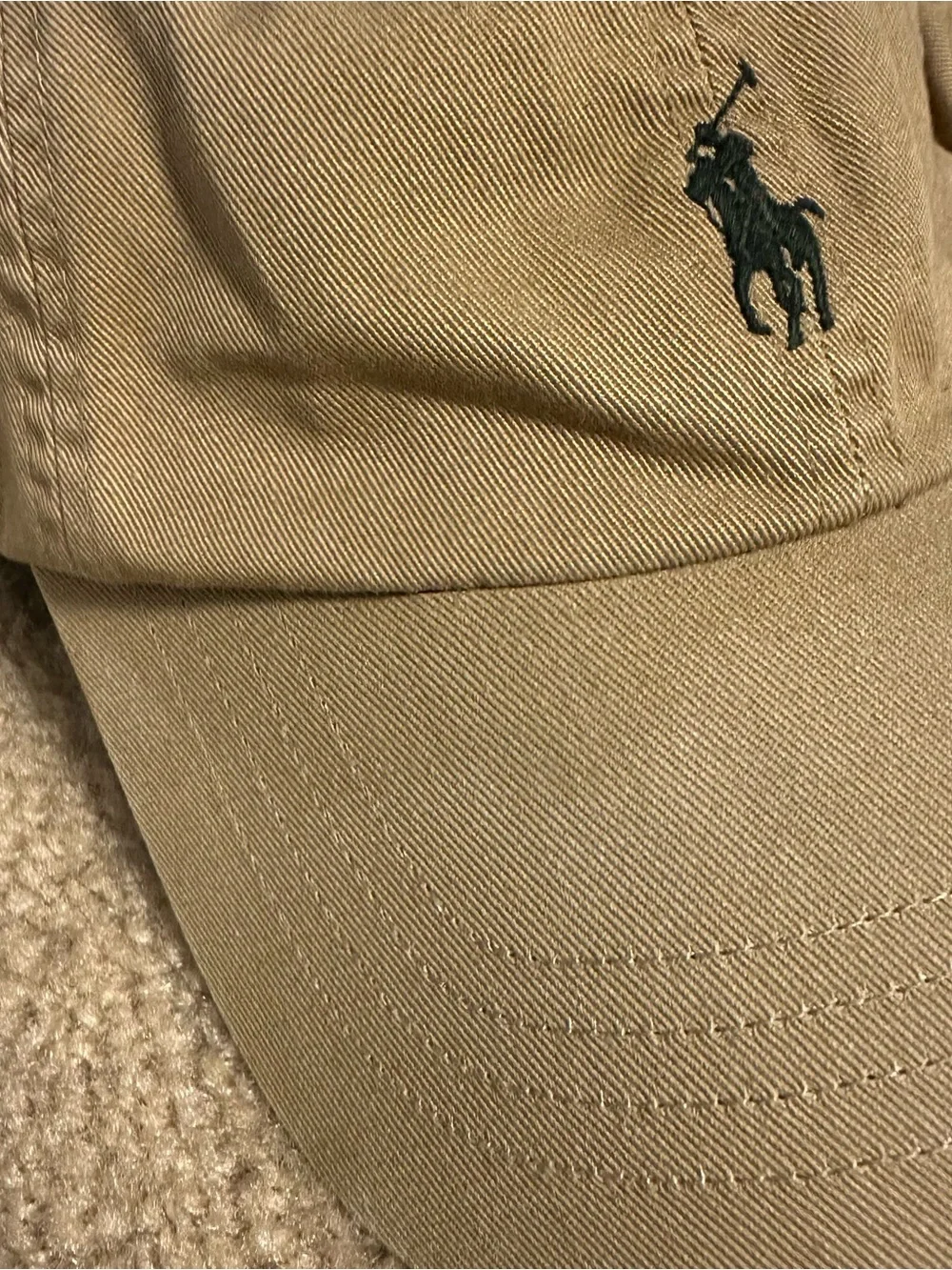Polo Ralph Lauren Hat Cap Strapback Mens One Size Tan Beige Pony Logo Adjustable