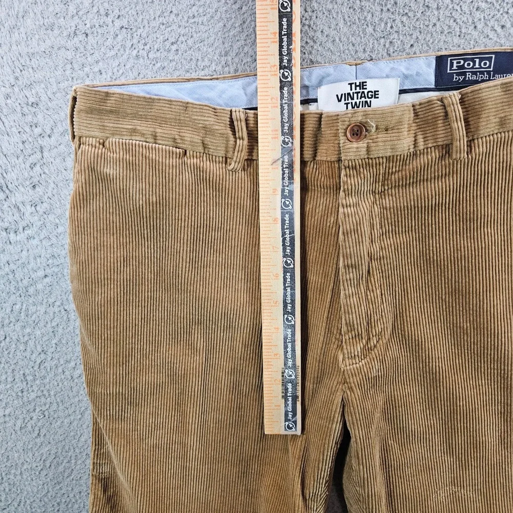 Polo Ralph‎ Lauren Mens Corduroy Pants Tan Classic Fit Stretch 36x23 Cropped