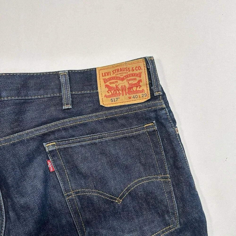 Levi's 517 Jeans Mens 40x32 Blue Denim Bootcut 100% Cotton Dark Wash