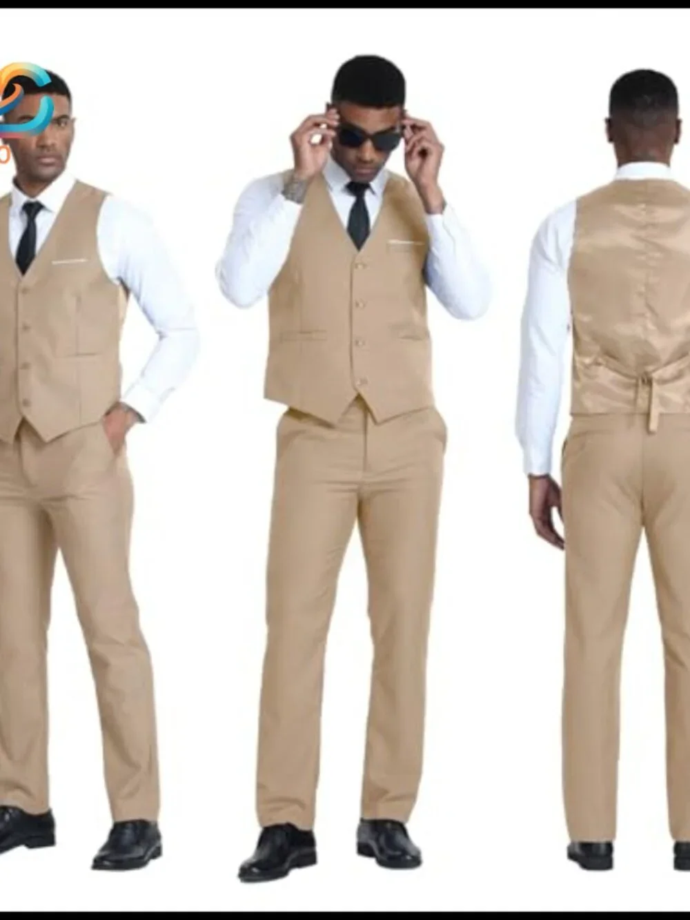 Slim Fit 2-Piece Suit Set with Vest, Polyester Blend, Formal Business Attire