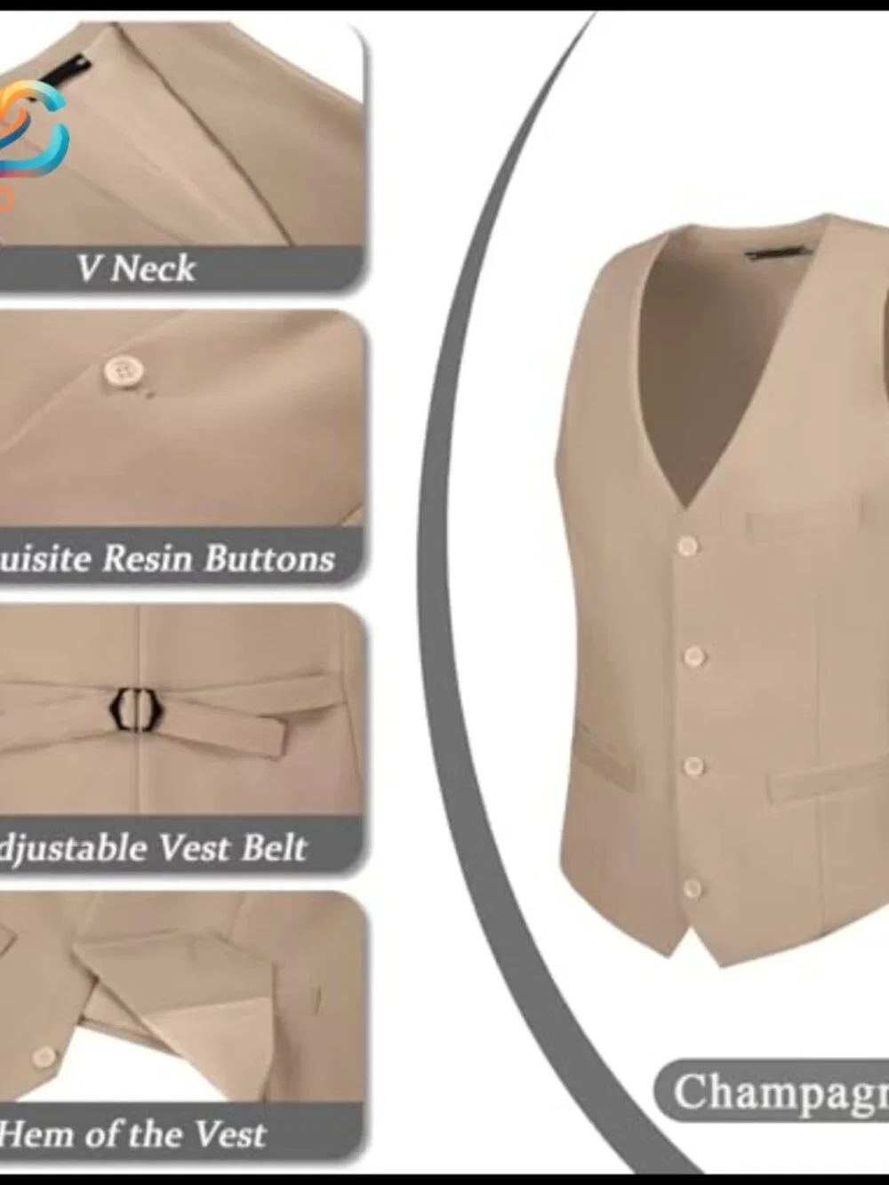 Slim Fit 2-Piece Suit Set with Vest, Polyester Blend, Formal Business Attire