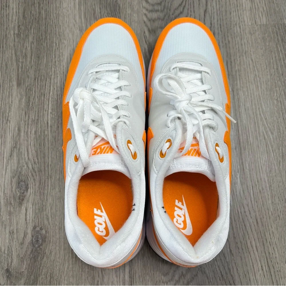 New Nike Air Max 1 ‘86 OG Mens Sz 11 Golf‎ Shoes White Ceramic Orange DV1403-118
