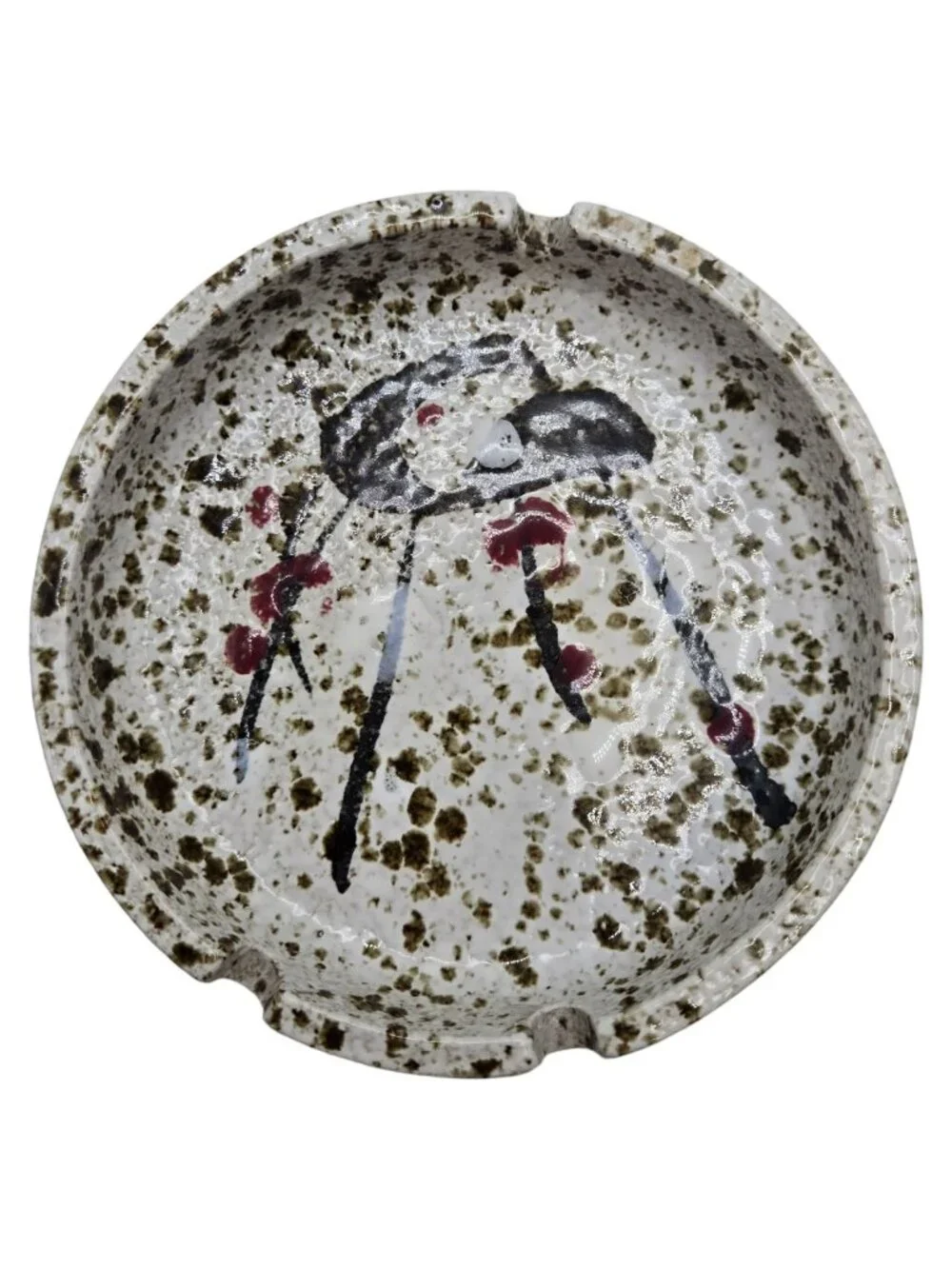 Vintage MCM Ceramic Ashtray Abstract Splatter Design Japan Mid Century Modern